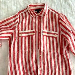 JCREW LINEN STRIPED BUTTON UP - size 4